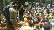 Punjab: SAD Workers Protest Outside Residence of&nbsp;Bharat Bhushan&nbsp;in Ludhiana, Demand Arrest of&nbsp;MLA Simranjit Singh Bains in Alleged Rape Case (Watch Video)