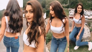 Surbhi Chandna Flaunts Killer Curves in Blue Denim and White Seamless Bralette While Chilling in The Hills (Watch Video)