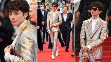 Timothée Chalamet Dons Silver-and-Gold Tom Ford Suit, Takes Our Breath Away With His Sartorial Choice at Cannes 2021 Red Carpet (View Pics)