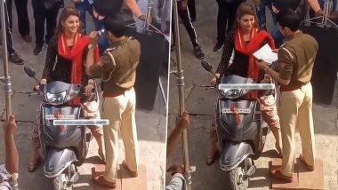 Urvashi Rautela’s Scooty Stopped by Cop Who Asked Her Driving License, Here’s How She Handled It (Watch Video)