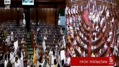 India News | Monsoon Session: RS, LS Adjourned Till 2 Pm as Opposition Leaders Continue Ruckus in Both Houses