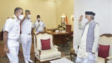 India News | Barge Accident: Maharashtra Governor Felicitates Naval Commanding Officers for Rescue Operations During 'Tauktae'