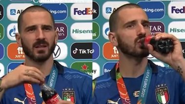 Leonardo Bonucci Sips Coca-Cola & Beer In Press Conference After Italy Wins Euro 2020, Says ‘I'll Drink Everything Tonight’ (Watch Video)