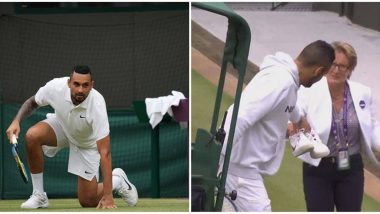 Nick Kyrgios Forgets his Shoes Before his Match Against Felix Auger-Aliassime During Wimbledon 2021, Causes Slight Delay (Watch Video)