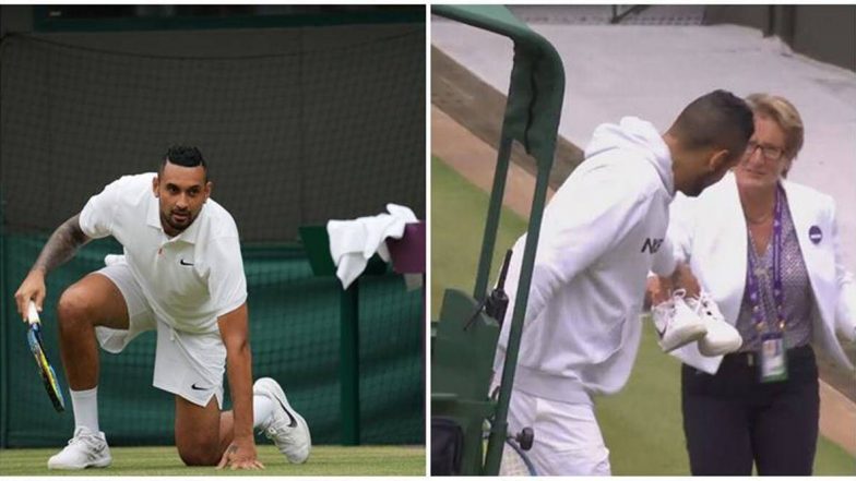 Nick Kyrgios Forgets his Shoes Before his Match Against Felix Auger-Aliassime During Wimbledon 2021, Causes Slight Delay (Watch Video)