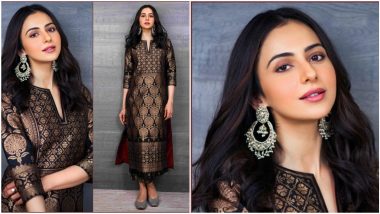 Rakul Preet Singh Exudes Elegance in Her Black Brocade Dress By Payal Khandwala (View Pics)