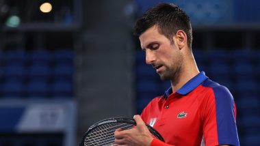 Novak Djokovic Smashes and Throws Tennis Racket During Bronze Medal Match Against Pablo Carreno Busta at Tokyo Olympics 2020 (Watch Videos)
