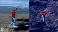 Four German Tightrope Walkers Set World Record by Crossing a 1.3 Mile Long Valley in Swedish Lapland on a 1,970 Feet High Line