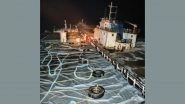 Gujarat: Indian Coast Guard Rescues 12 Crew of MV Kanchan in Distress Off Umargam (Watch Video)