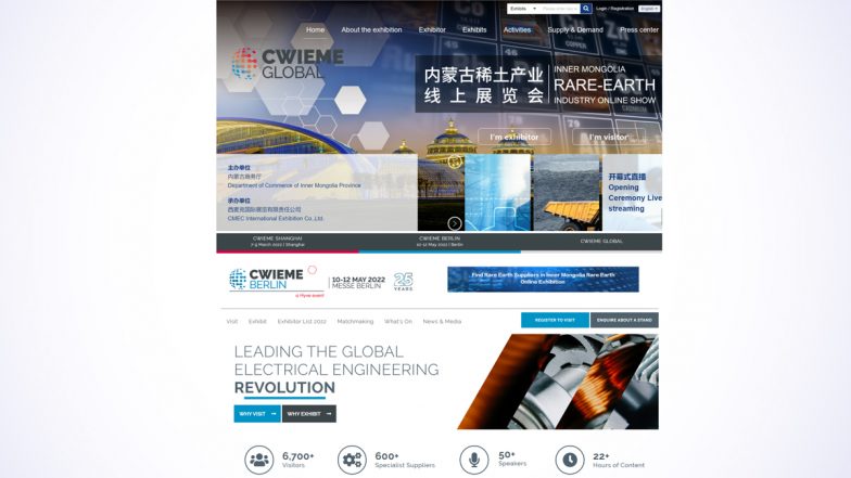 Strategic Partner Of CWIEME Berlin Holds Inner Mongolia Rare-Earth Industry Online Show In China This Month