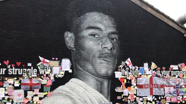 Marcus Rashford’s Mural in Manchester Repainted Following Vandalism After Euro 2020 Final, Watch Video