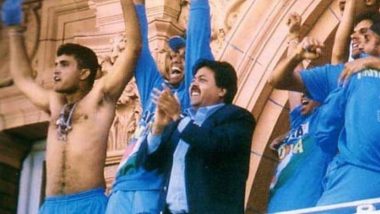 BCCI Relives Sourav Ganguly’s Shirtless Celebration at Lord’s & Also India’s Emphatic Win Over ENG in NatWest Trophy (Watch Video)
