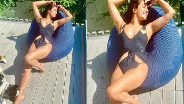 Priyanka Chopra Is Serving Us With Some Stunning Monokini Pics Only Until She Is Interrupted by a Special Friend (View Pic)