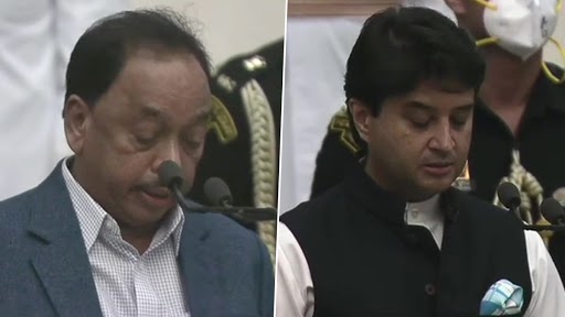 2 ex-Congress leaders Narayan Rane,  Jyotiraditya Scindia Take Oath As Cabinet Ministers