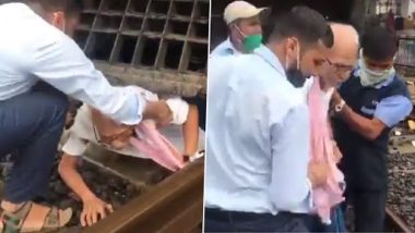 Maharashtra: Driver Halts Train in Time, Saves Life of Elderly Man Crossing Tracks at Kalyan Station (Watch Video)