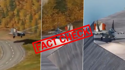 Fact Check: Viral Video of MiG Aircraft Landing on Dam Is Not Real! Stunning Animation Is Created With Help of Digital Combat Simulator