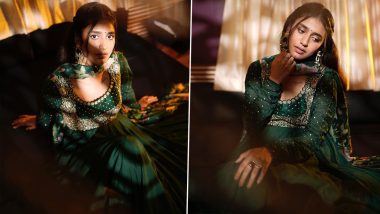 Krishna Janmashtami 2021 Fashion: Priya Prakash Varrier’s Emerald Green Anarkali Suit Is a Perfect Attire For Gokulashtami Celebration