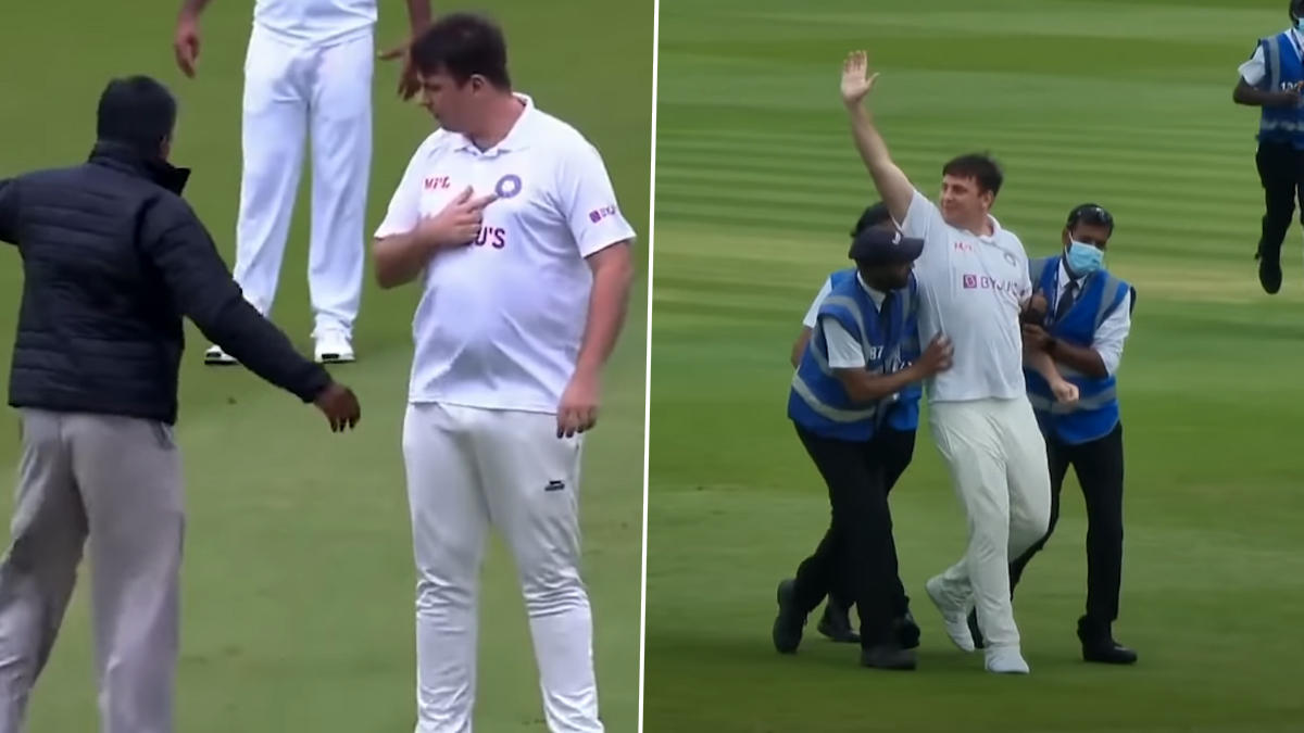 Jarvo 69: Fan with Indian jersey enters playing area at Lord's