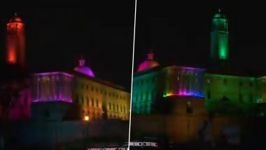 Independence Day 2021 Celebrations: Delhi's North Block And South Block Buildings Illuminate in Tricolour (Watch Video)