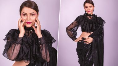 Rubina Dilaik Looks Drop-Dead Gorgeous in a Stylish Black Shimmery Sequin Saree; See Latest PHOTOS