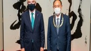 Sports News | IOC President Presents Olympic Order to Japan PM Yoshihide Suga