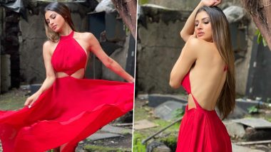 Mouni Roy Is a Vision To Behold In a Red Hot Flared Backless Dress, Says ‘Lost In a Day Dream’ (View Pics)