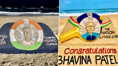 Tokyo Paralympics 2020: Sudarsan Pattnaik Congratulates Bhavina Patel and Nishad Kumar For Winning Silver Medal With Incredible Sand Arts!