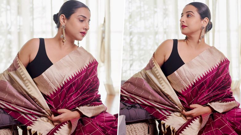 National Handloom Day 2021: Vidya Balan Looks Elegant and Glam As She Poses in a Silk Six-Yard (View Pics)