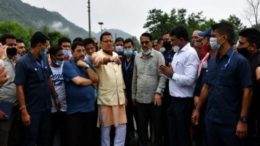 India News | River Submerges Sahastradhara-Maldevta Link Road Due to Heavy Rain, Uttrakhand CM Inspects Site