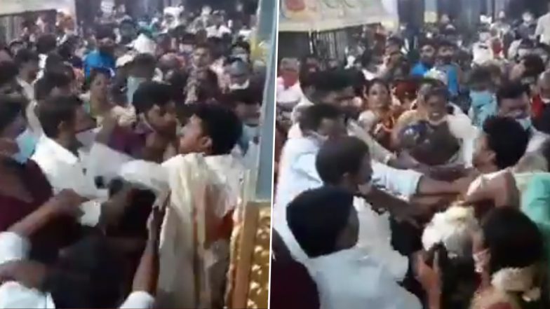 Tamil Nadu: Two Families Fight It Out At Murugan Temple in Kundrathur For Performing Wedding Rituals First (Watch Video)