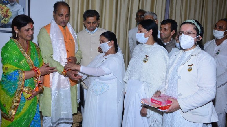 Raksha Bandhan 2021: Members of BJP Mahila Morcha Tie Rakhi To Himachal Pradesh CM Jai Ram Thakur