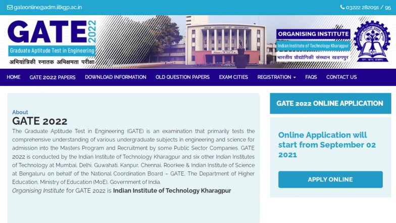 GATE 2022 Registration Postponed, Candidates Can Now Apply Online at  gate.iitkgp.ac.in from September 2, 2021