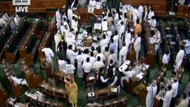 India News | Monsoon Session: LS Adjourned Till 4 Pm Amid Sloganeering by Opposition MPs