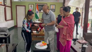 Mirabai Chanu Birthday: Manipur CM N Biren Singh Celebrates Olympic Silver Medalist’s 27th Birthday at His Official Residence, Shares Video of Cake-Cutting Ceremony