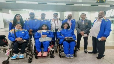 Sports News | Paralympics: Paddlers Bhavina, Sonal Depart for Tokyo with PCI Chief Deepa Malik and Dy Chef De Mission Arhan Bagati