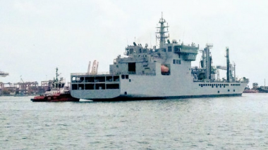 Indian Naval Vessel 'Shakti' Reaches Colombo in Sri Lanka With 100 Tons of Oxygen From Visakhapatnam