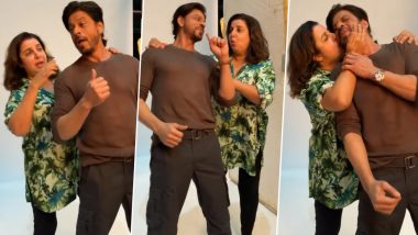 Shah Rukh Khan Grooves to ‘Main Hoon Na’ As Farah Khan Lands Kisses on His Cheek (Watch Video)