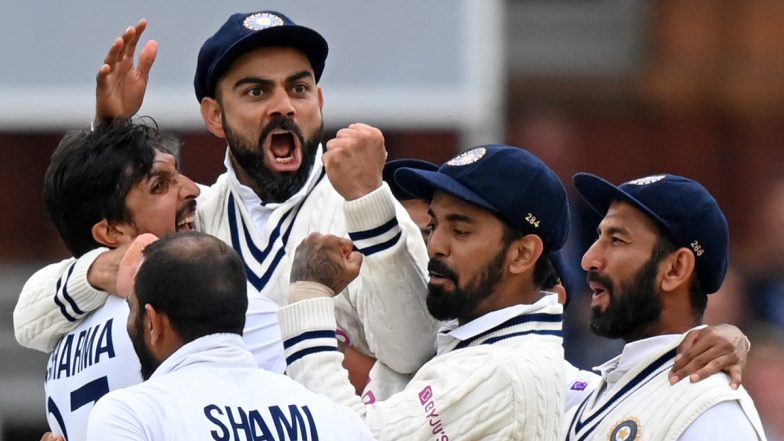 India Win Lord’s Test: Virat Kohli Lauds Jasprit Bumrah and Mohammed Shami for Their ‘Outstanding’ Batting Performance Against England (Watch Video)