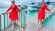 Gauahar Khan Looks Ravishing In a Red Hot Flared Mini Dress, Shares Stunning Pics From Maldives Vacay