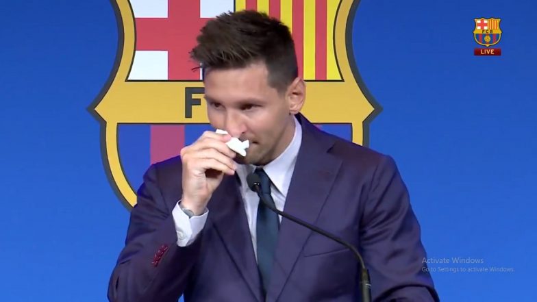 Lionel Messi breaks down in tears in Barcelona FC farewell