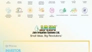 Business News | Jain Irrigation Q1 PAT at Rs 13 Crore, Revenue Up 33 Pc