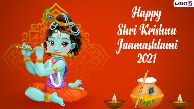 Janmashtami 2021 Wishes & Lord Krishna HD Images: Send Happy Krishna Janmashtami Messages, WhatsApp Stickers, GIFs, Telegram Pics and Greetings to Celebrate Gokulashtami