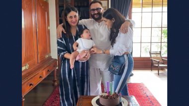 Sara Ali Khan’s Birthday Wish for Her Abba Saif Ali Khan Is Heartwarming but It’s Jeh Ali Khan Whose Expression Steals The Thunder (View Pics)