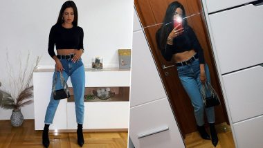 Hardik Pandya’s Partner Natasa Stankovic Amps Up Her Fashion Quotient in Black Crop Top With High-Waist Denim Pants, See Photos
