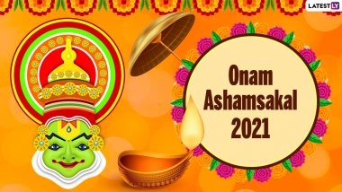 Onam 2021 Wishes in Malayalam & Onam Ashamsakal HD Images: Thiruvonam Greetings, WhatsApp Stickers, Telegram Photos and GIFs to Send on Main Day of Kerala’s Harvest Festival