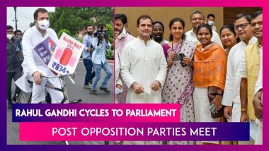 Rahul Gandhi Cycles To Parliament After Opposition Parties Meet Over Breakfast