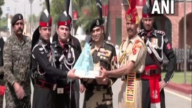 World News | Pakistan Independence Day: Rangers, BSF Exchange Sweets at Attari-Wagah Border