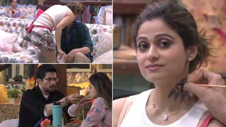 Bigg Boss OTT: Shamita Shetty Gets Impressed by Raqesh Bapat After He Gives Her a Foot Massage, Paints Her Neck and More (Watch Video)