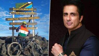 Sonu Sood ‘The Real Hero of India’, Cycylist Uma Singh Dedicates His Feat for the Actor After Climbing Africa’s Mount Kilimanjaro