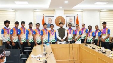 Sports Minister Anurag Thakur Meets World Youth Archery Championship Winners